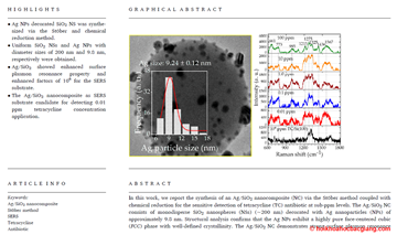 Fabrication of Ag/SiO2 nanocomposite via the Stöber and chemical reduction approach for detecting sub-ppm tetracycline concentration